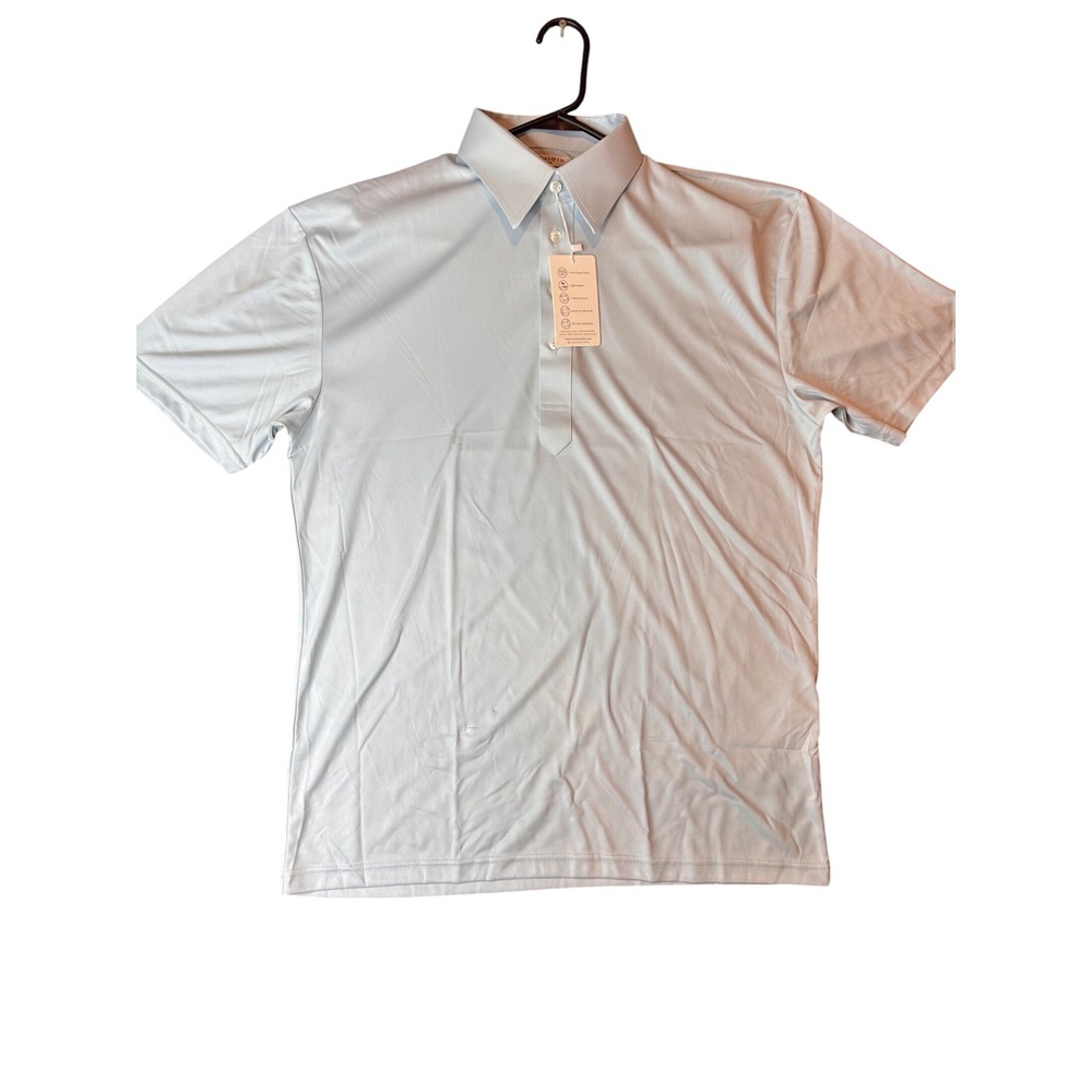 Collars & Co Men Dress Collar Polo Shirt Light Blue Large Short Sleeve NWT